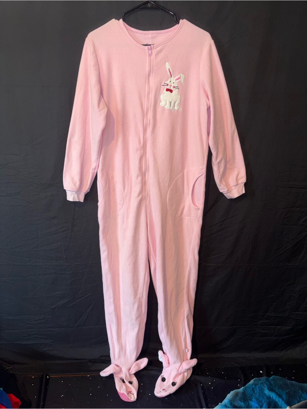 Nick & Nora Pink Bunny Fleece Footed Pajamas